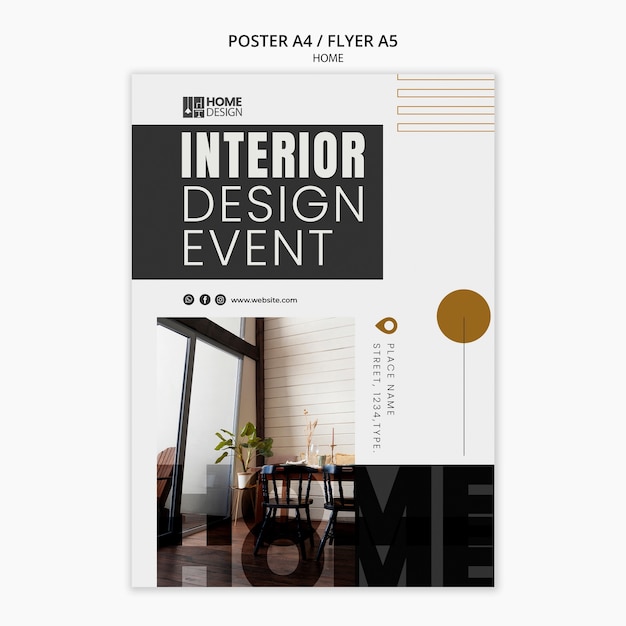 PSD plantilla de póster minimalista para el hogar