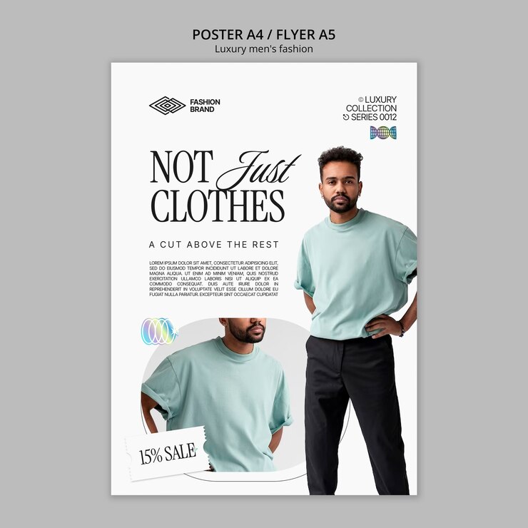 PSD plantilla de póster de moda masculina de lujo de diseño plano