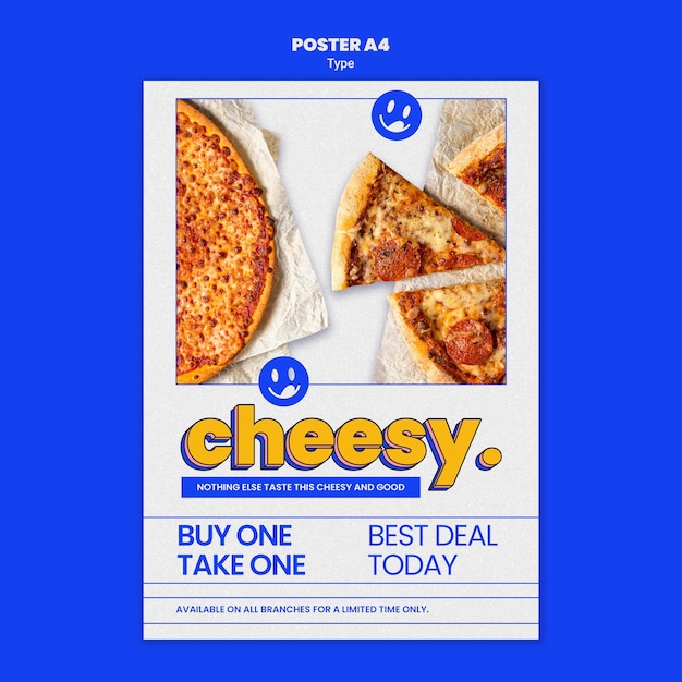 Plantilla de póster para el nuevo sabor de pizza con queso