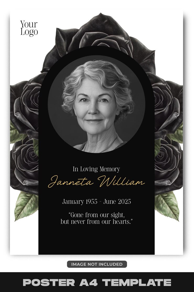 PSD plantilla de póster de obituario