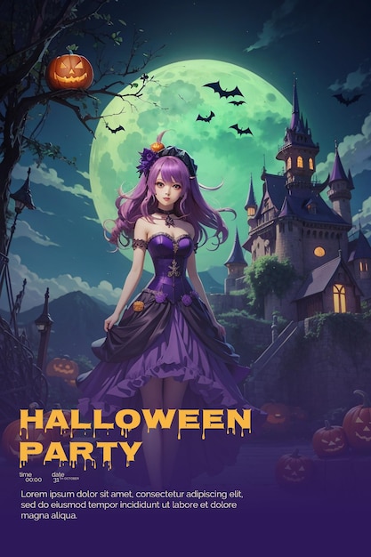 Plantilla de póster de parte de halloween psd