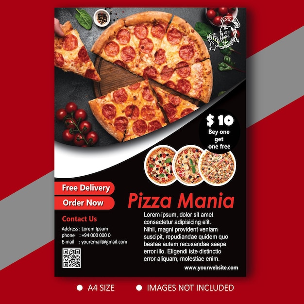 PSD plantilla de póster de pizza archivo psd gratis