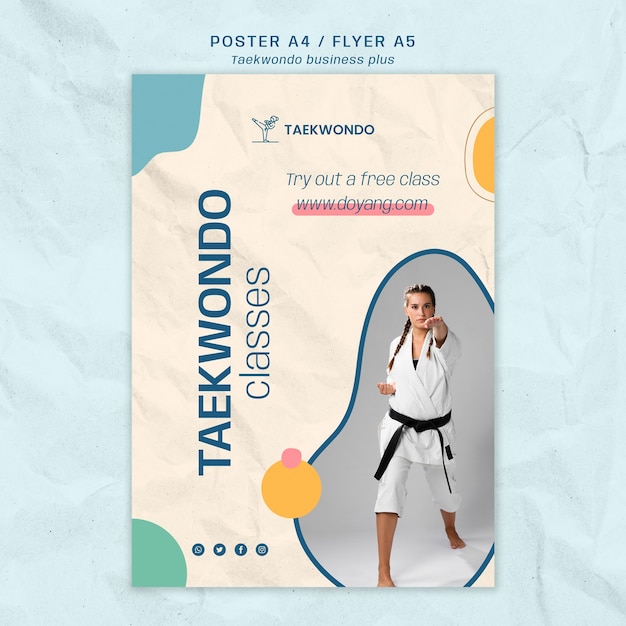 PSD plantilla de póster de práctica de taekwondo