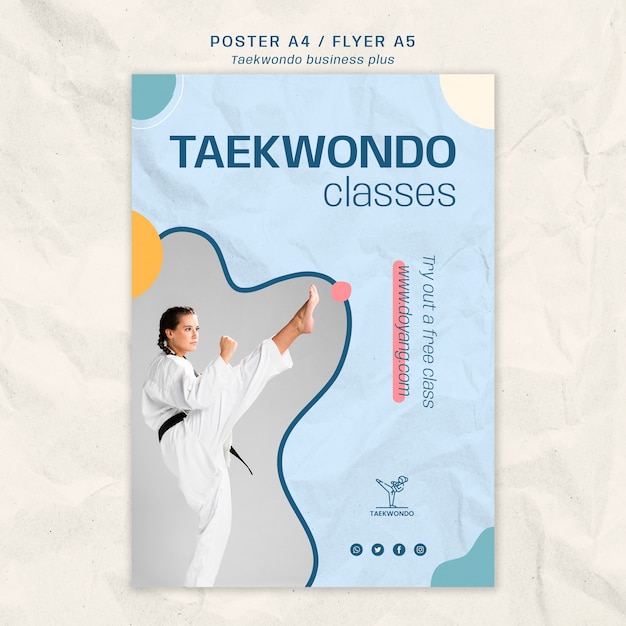 PSD plantilla de póster de práctica de taekwondo