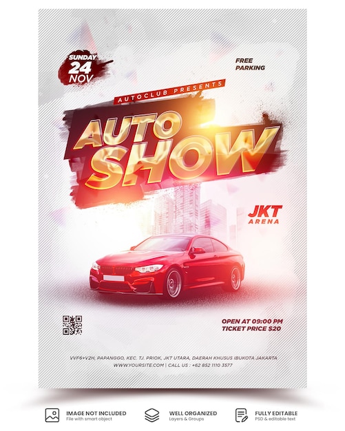 PSD plantilla de póster de promoción de coche publicitario