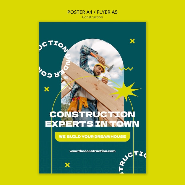 PSD plantilla de póster de proyecto de construcción