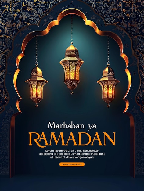 Plantilla de póster de ramadán y plantilla de post social de los medios de ramadán.