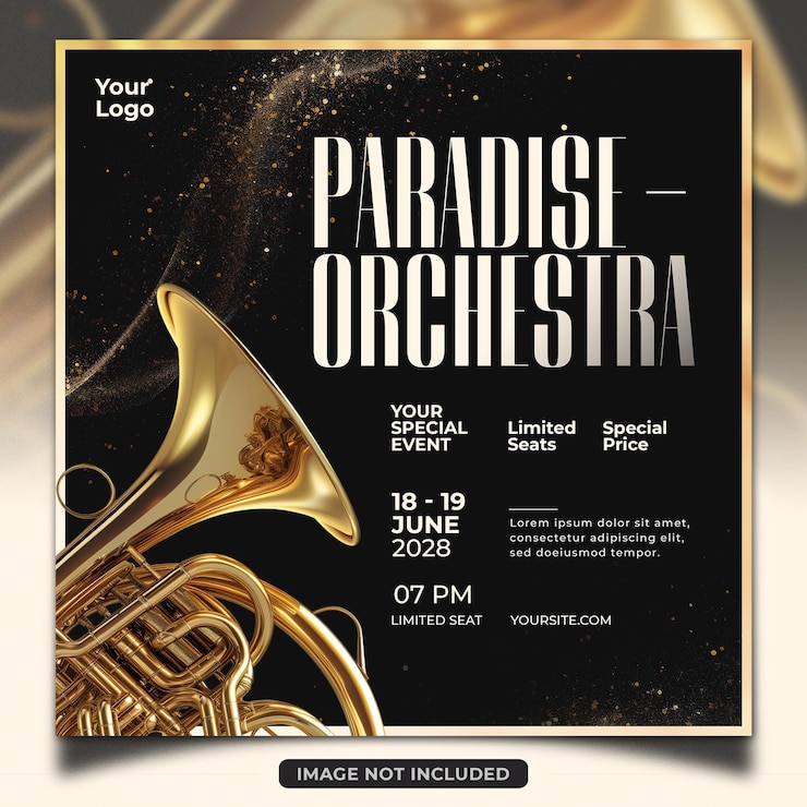 PSD plantilla de póster de las redes sociales de la orquesta de música