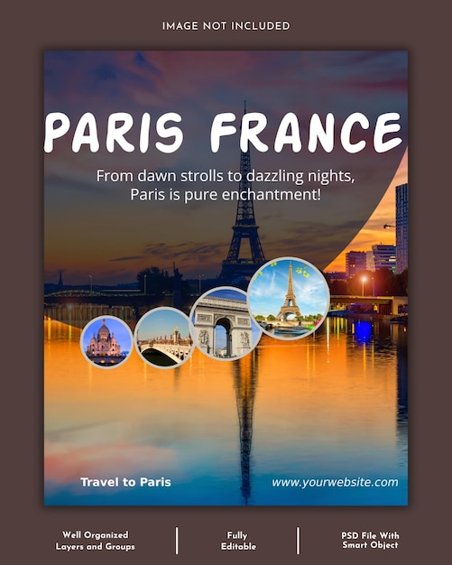 Plantilla de póster para redes sociales sobre viajes y turismo