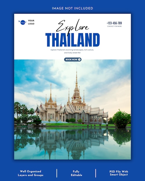 Plantilla de póster para redes sociales sobre viajes y turismo