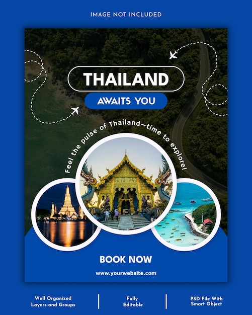 Plantilla de póster para redes sociales sobre viajes y turismo