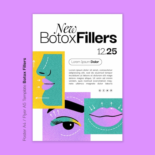 PSD plantilla de póster de relleno de botox texturizado