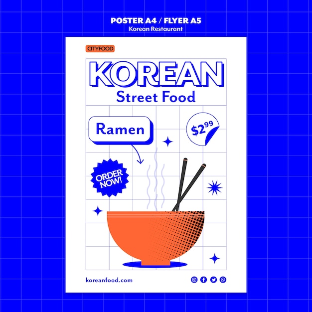 PSD plantilla de póster de restaurante de comida coreana