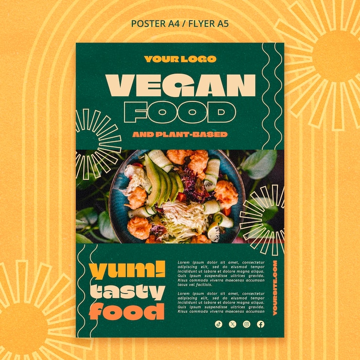 PSD plantilla de póster de restaurante de comida deliciosa