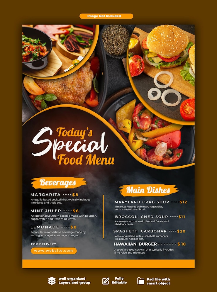 PSD plantilla de póster de restaurante de menú de comida especial