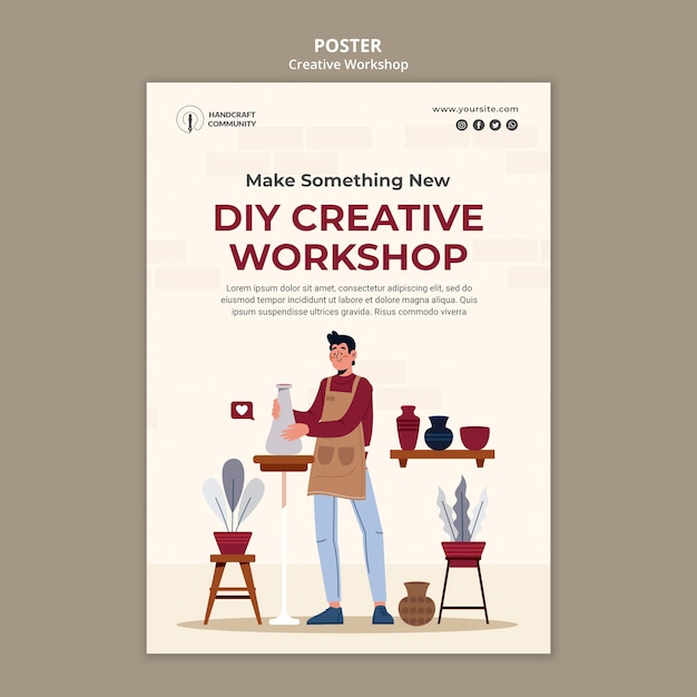 Plantilla de póster de taller creativo