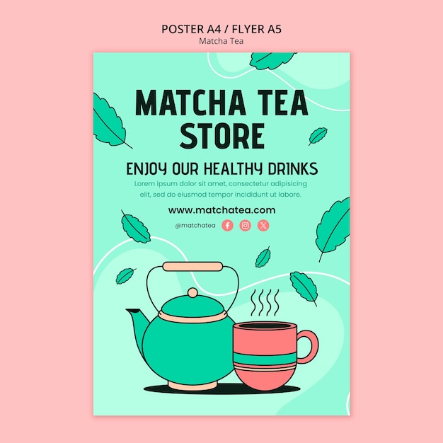 Plantilla de póster de té matcha
