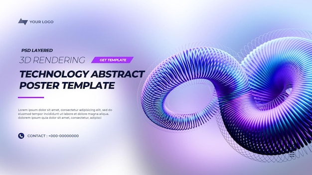plantilla de póster técnico abstracto renderizado en 3D PSD