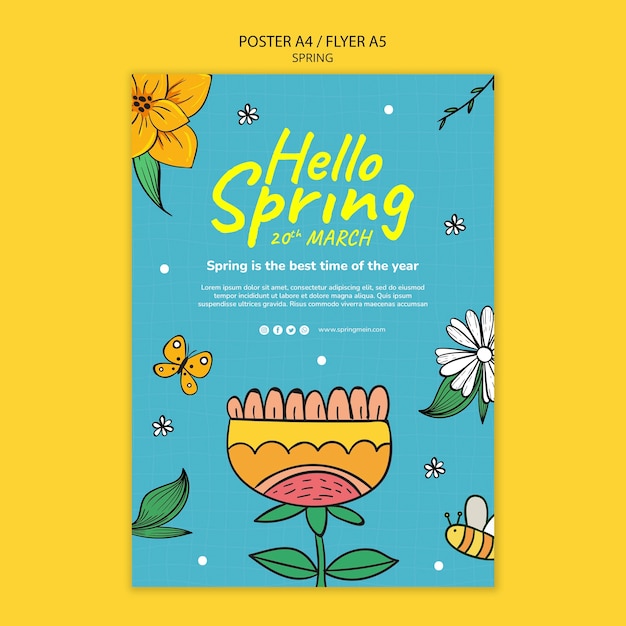 PSD plantilla de póster de temporada de primavera