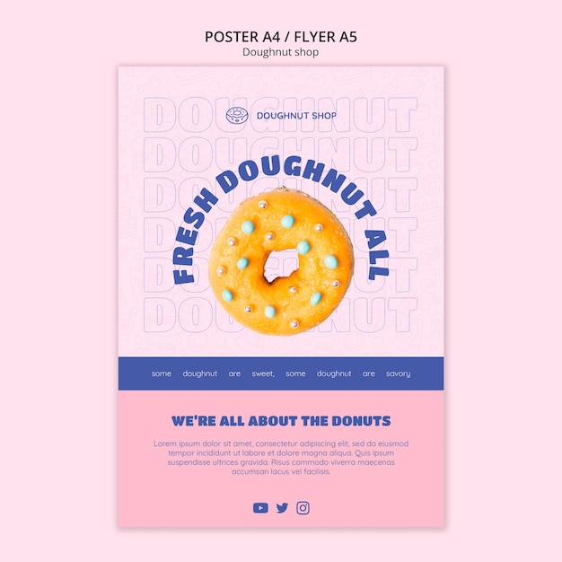 PSD plantilla de póster de tienda de donas