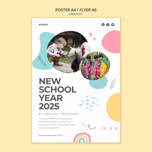 Plantilla de póster vertical de año escolar