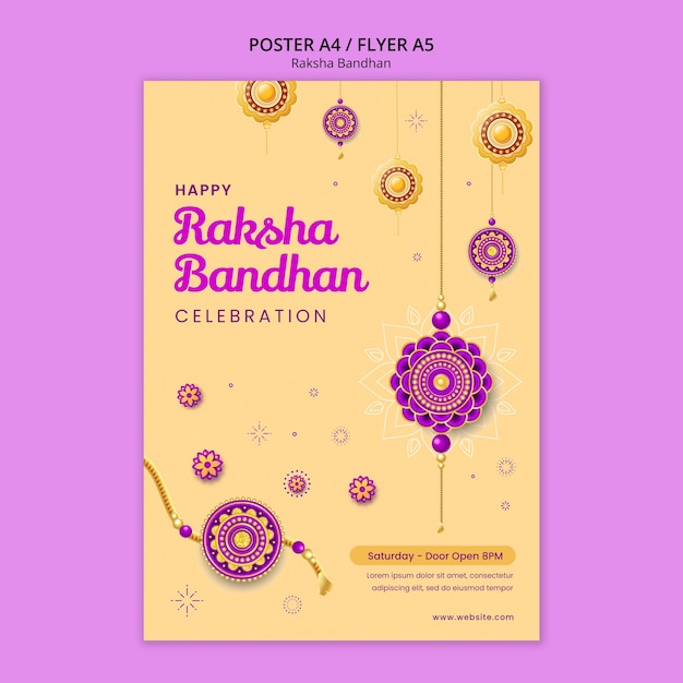 Plantilla de póster vertical para la celebración de raksha bandhan