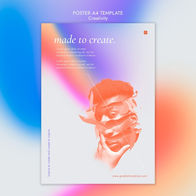 Plantilla de póster vertical de creatividad con estilo degradado sutil