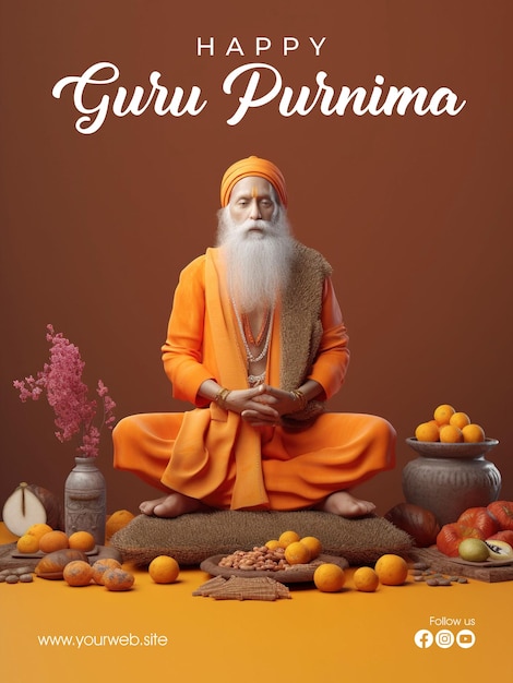 Plantilla de póster vertical para guru purnima