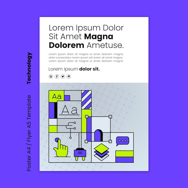 Plantilla de póster vertical para uso de tecnología.