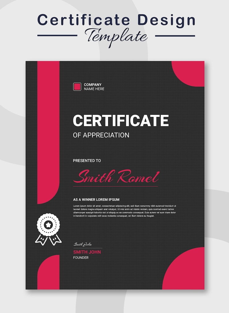 PSD plantilla de premio de certificado de reconocimiento creativo