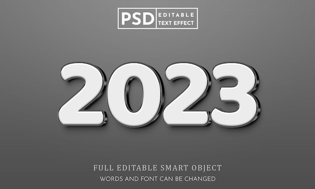 Plantilla premium psd de efecto de estilo de texto 3d de año nuevo 2023