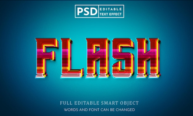 Plantilla premium psd de efecto de estilo de texto 3d flash