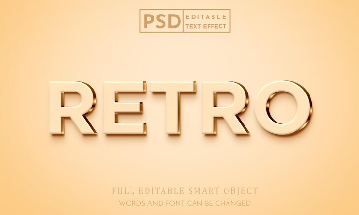 PSD plantilla premium psd de efecto de estilo de texto 3d retro