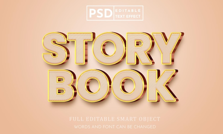 PSD plantilla premium psd de efecto de estilo de texto 3d de story book