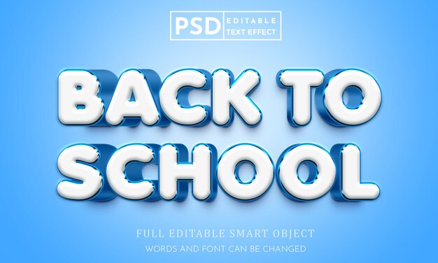 Plantilla premium psd de efecto de texto editable 3d de regreso a la escuela