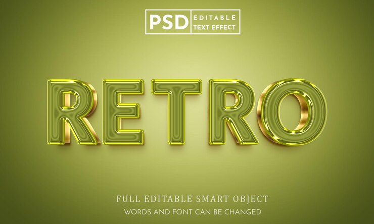 PSD plantilla premium psd de efecto de texto editable 3d retro