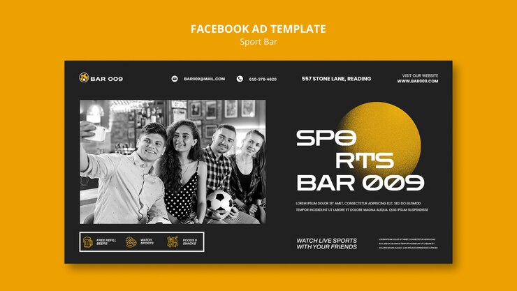 PSD plantilla de promoción de redes sociales de barra deportiva