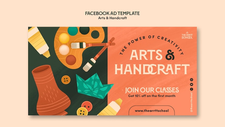 PSD plantilla de promoción de redes sociales para clases de arte y manualidades