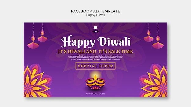 Plantilla de promoción de redes sociales de diwali con diseño de mandala