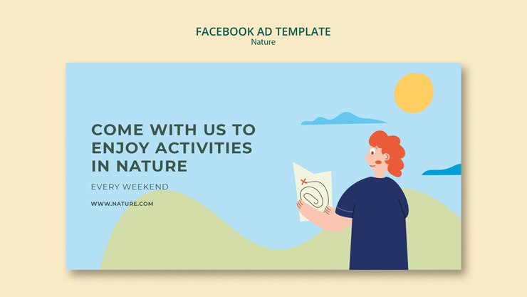 PSD plantilla de promoción de redes sociales de exploración de la naturaleza y aventuras al aire libre