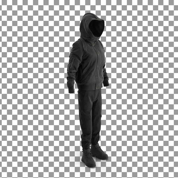 Plantilla PSD 3D con capucha para hombre sobre fondo aislado y transparente