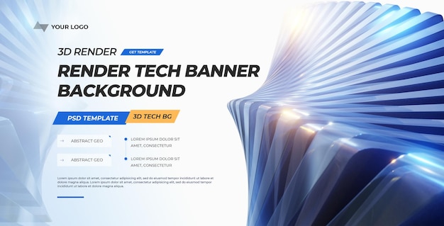 Plantilla PSD de banner tecnológico futurista con renderizado 3D