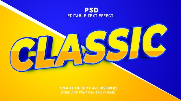 Plantilla psd clásica de efecto de texto editable en 3d con lindo fondo