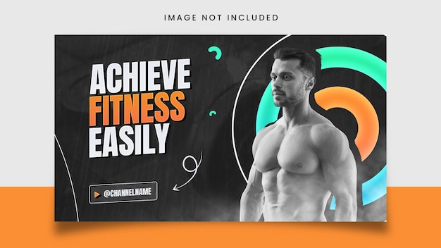 plantilla de psd de diseño de banner web y miniatura de canal de youtube de fitness