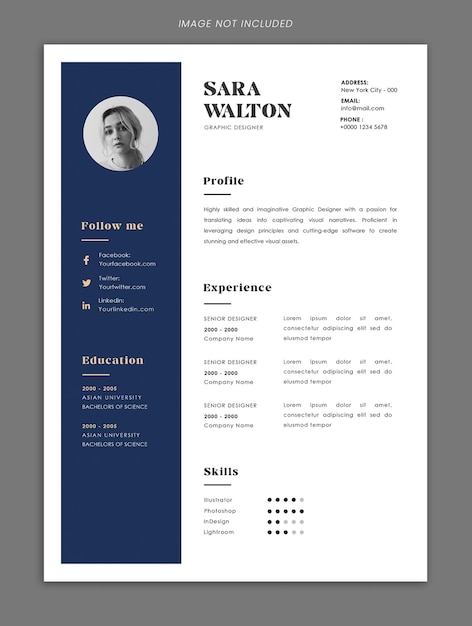 PSD plantilla psd de diseño de cv elegante