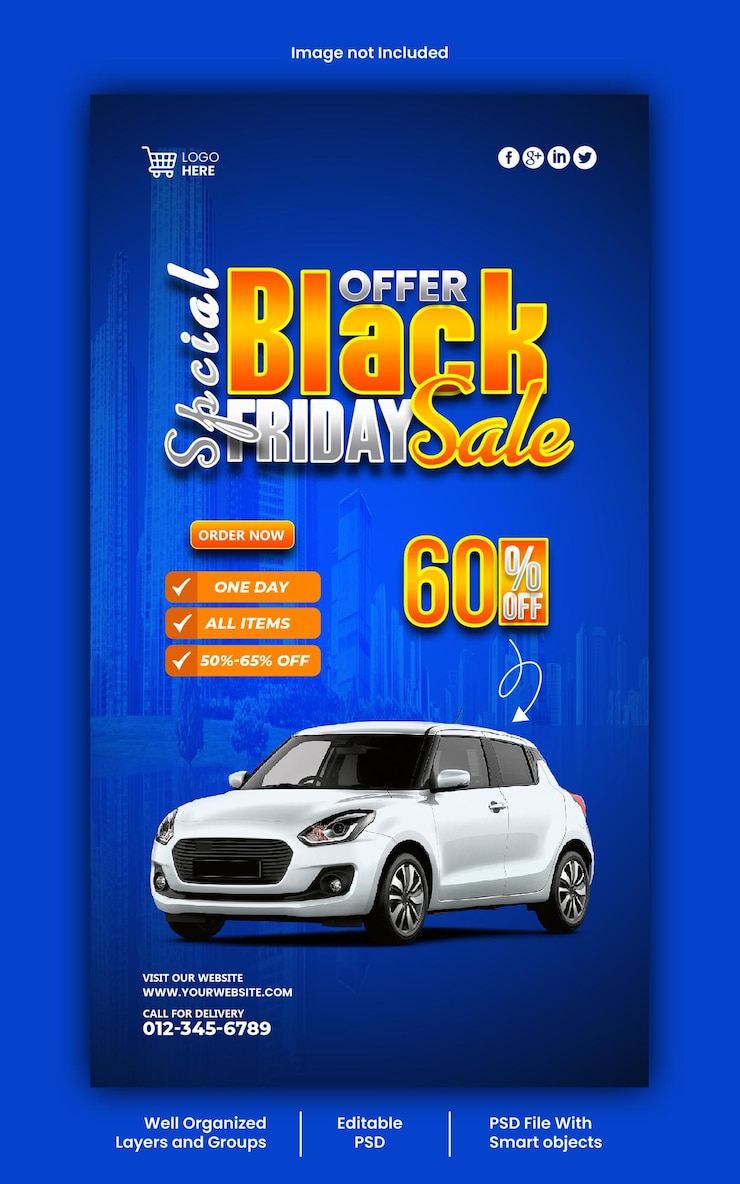 PSD plantilla psd de diseño de historia de redes sociales de black friday