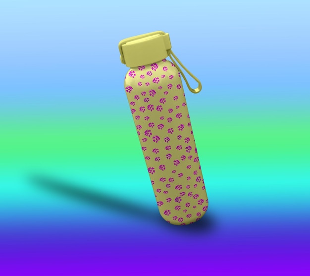 plantilla PSD de diseño de maqueta de botella de agua amarilla