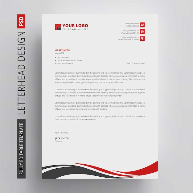 Plantilla psd de diseño de membrete comercial