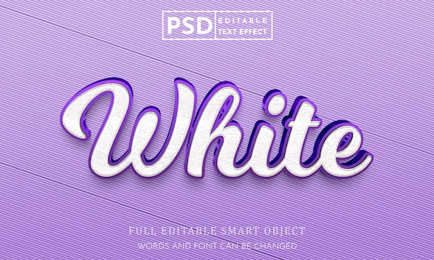 Plantilla psd de efecto de estilo de texto 3d blanco