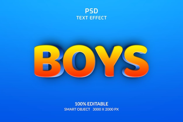 Plantilla Psd de efecto de estilo de texto 3d para niños